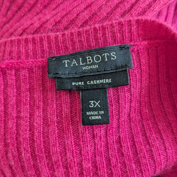 Talbots 100% Cashmere Fuchsia / Magenta V-neck Sweater - Picture 5 of 6